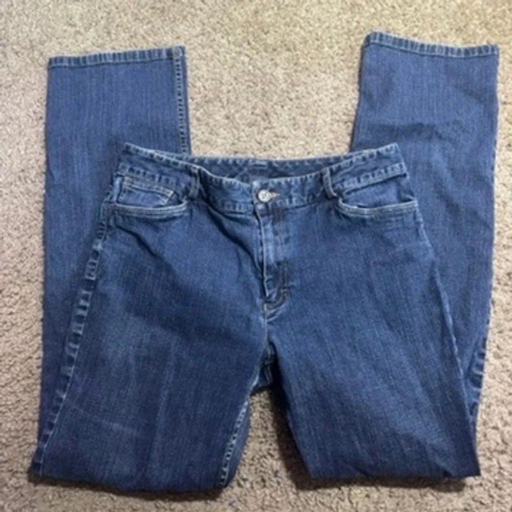Doncaster Womens Straight Leg Jeans Dark Wash Blue Denim Size 8